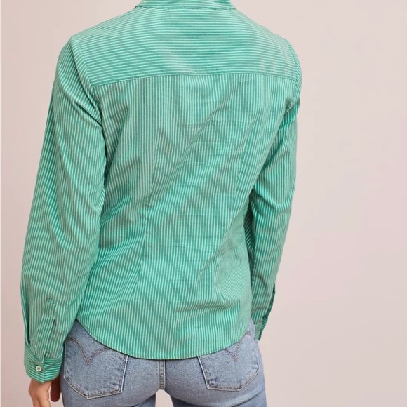 ANTHROPOLOGIE Maeve Katherine Knotted Button Down Stripes Blouse Top - Picture 2 of 6